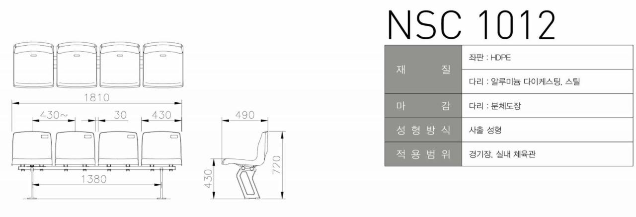 thông số kĩ thuật ghế sân vận động NSC1012